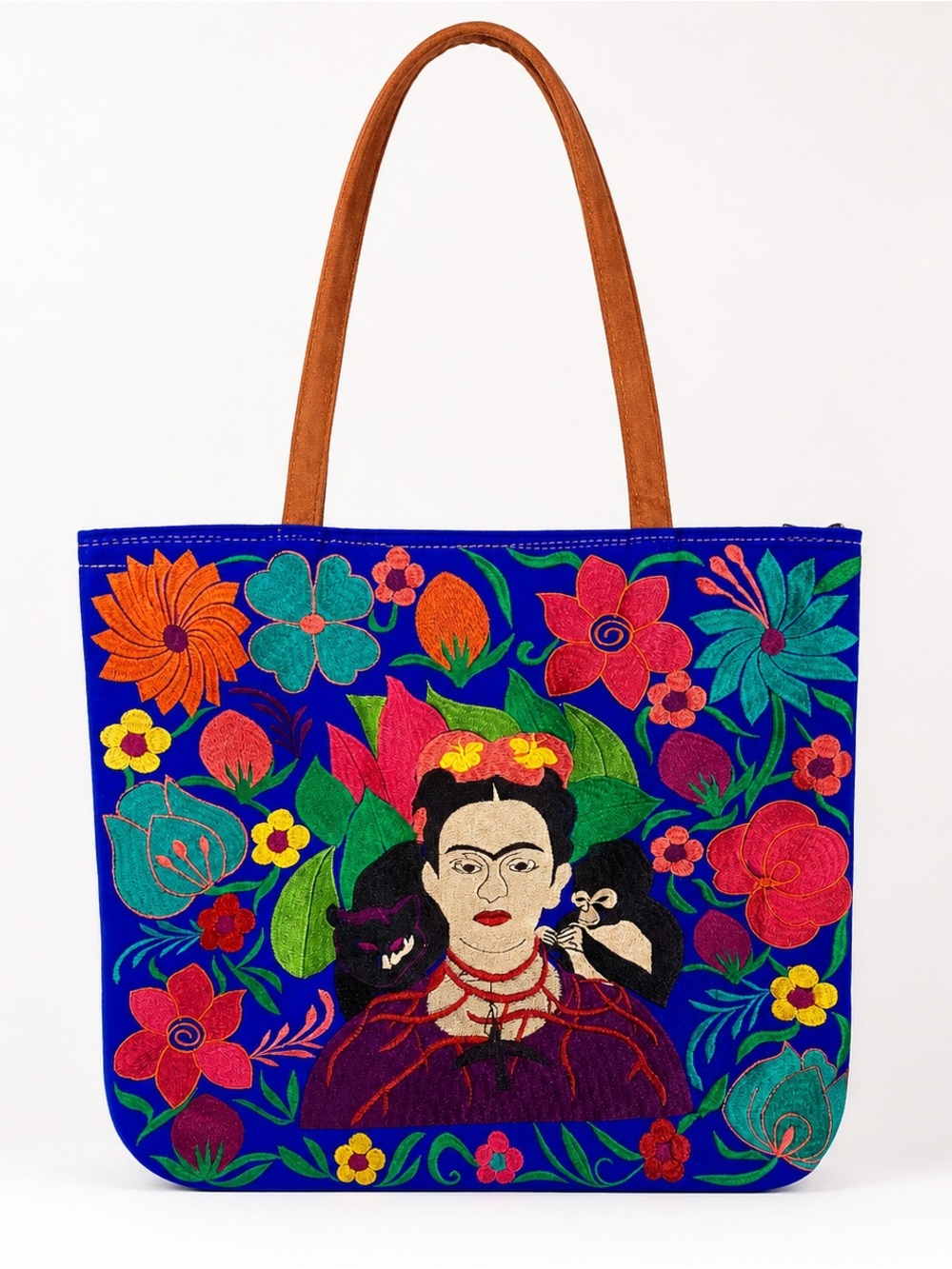 BRAND NEW WITH TAGS Royal Blue Frida Embroidered Tote Bag